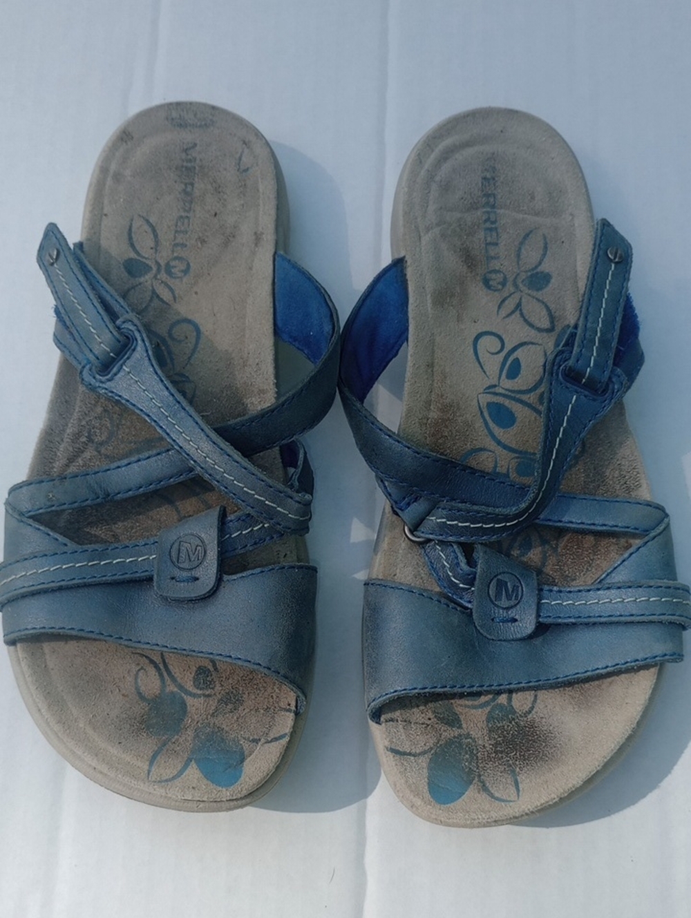 Size 8 Harbor Blue Merrell Slip On Performance Sandal Slides